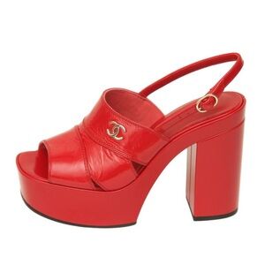 CHANEL Bold Red Platform Heels
